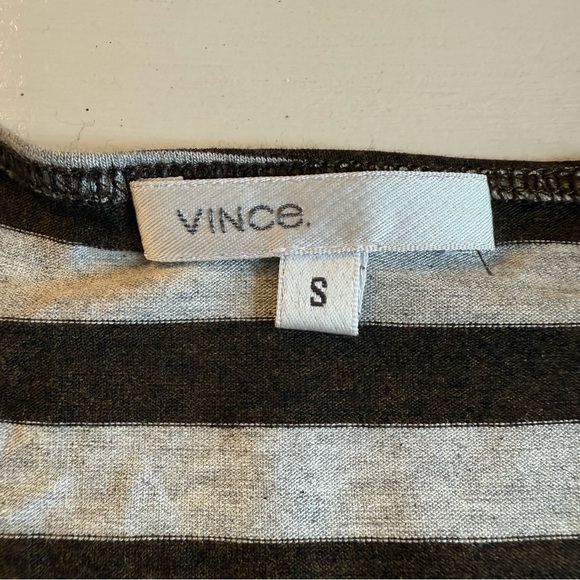 Vince | Gray & Brown Striped Knit Dress with Tie at the Waist | Sz S - Picture 7 of 9